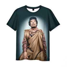 Мужская футболка 3D с принтом Каддафи 1 в Кировске, 100% полиэфир | прямой крой, круглый вырез горловины, длина до линии бедер | каддафи | муаммар каддафи | революция