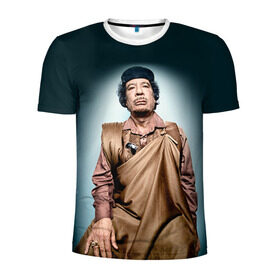 Мужская футболка 3D спортивная с принтом Каддафи 1 в Кировске, 100% полиэстер с улучшенными характеристиками | приталенный силуэт, круглая горловина, широкие плечи, сужается к линии бедра | каддафи | муаммар каддафи | революция