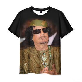 Мужская футболка 3D с принтом Каддафи 3 в Кировске, 100% полиэфир | прямой крой, круглый вырез горловины, длина до линии бедер | каддафи | муаммар каддафи | революция