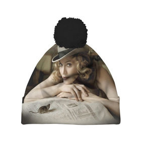 Шапка 3D c помпоном с принтом Мадонна 1 в Кировске, 100% полиэстер | универсальный размер, печать по всей поверхности изделия | madonna | мадонна | музыка