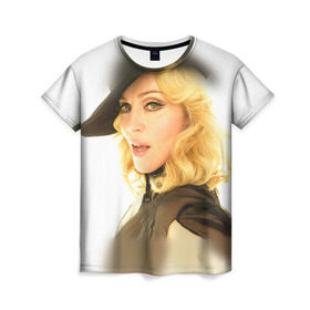 Женская футболка 3D с принтом Мадонна 2 в Кировске, 100% полиэфир ( синтетическое хлопкоподобное полотно) | прямой крой, круглый вырез горловины, длина до линии бедер | madonna | мадонна | музыка