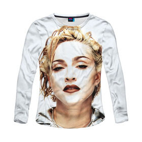 Женский лонгслив 3D с принтом Мадонна 3 в Кировске, 100% полиэстер | длинные рукава, круглый вырез горловины, полуприлегающий силуэт | madonna | мадонна | музыка
