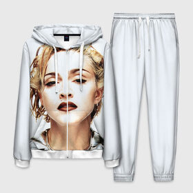 Мужской костюм 3D с принтом Мадонна 3 в Кировске, 100% полиэстер | Манжеты и пояс оформлены тканевой резинкой, двухслойный капюшон со шнурком для регулировки, карманы спереди | madonna | мадонна | музыка