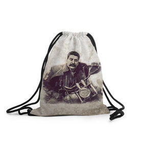 Рюкзак-мешок 3D с принтом Сталин 2 в Кировске, 100% полиэстер | плотность ткани — 200 г/м2, размер — 35 х 45 см; лямки — толстые шнурки, застежка на шнуровке, без карманов и подкладки | знаменитости | иосиф сталин | ретро | ссср