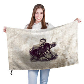 Флаг 3D с принтом Сталин 2 в Кировске, 100% полиэстер | плотность ткани — 95 г/м2, размер — 67 х 109 см. Принт наносится с одной стороны | знаменитости | иосиф сталин | ретро | ссср