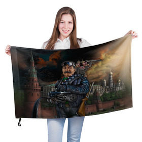 Флаг 3D с принтом Сталин 3 в Кировске, 100% полиэстер | плотность ткани — 95 г/м2, размер — 67 х 109 см. Принт наносится с одной стороны | знаменитости | иосиф сталин | ретро | ссср