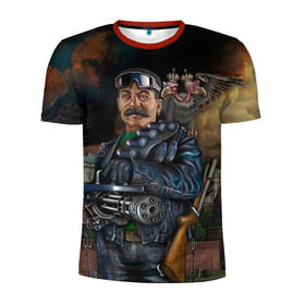 Мужская футболка 3D спортивная с принтом Сталин 3 в Кировске, 100% полиэстер с улучшенными характеристиками | приталенный силуэт, круглая горловина, широкие плечи, сужается к линии бедра | знаменитости | иосиф сталин | ретро | ссср