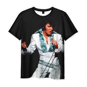 Мужская футболка 3D с принтом Элвис 3 в Кировске, 100% полиэфир | прямой крой, круглый вырез горловины, длина до линии бедер | Тематика изображения на принте: elvis presley | rock n roll | музыка | ретро | рок н ролл | элвис пресли