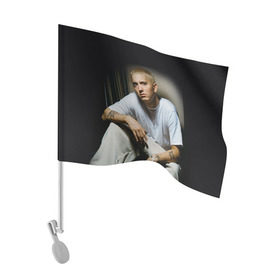 Флаг для автомобиля с принтом Эминем 1 в Кировске, 100% полиэстер | Размер: 30*21 см | eminem | music | rap | музыка | реп | рэп | эминем