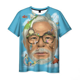 Мужская футболка 3D с принтом Хаяо Миядзаки в Кировске, 100% полиэфир | прямой крой, круглый вырез горловины, длина до линии бедер | hayao miyazaki | поньо | тоторо | унесенные