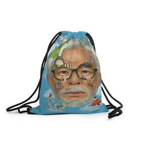 Рюкзак-мешок 3D с принтом Хаяо Миядзаки в Кировске, 100% полиэстер | плотность ткани — 200 г/м2, размер — 35 х 45 см; лямки — толстые шнурки, застежка на шнуровке, без карманов и подкладки | hayao miyazaki | поньо | тоторо | унесенные
