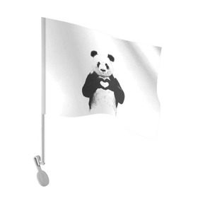 Флаг для автомобиля с принтом Панда Love в Кировске, 100% полиэстер | Размер: 30*21 см | панда