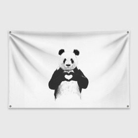 Флаг-баннер с принтом Панда Love в Кировске, 100% полиэстер | размер 67 х 109 см, плотность ткани — 95 г/м2; по краям флага есть четыре люверса для крепления | панда