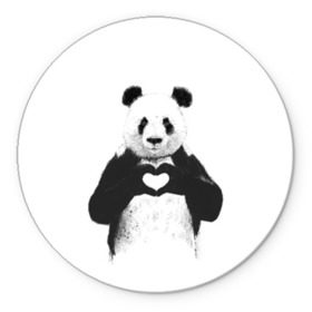 Коврик круглый с принтом Панда Love в Кировске, резина и полиэстер | круглая форма, изображение наносится на всю лицевую часть | панда