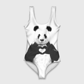 Купальник-боди 3D с принтом Панда Love в Кировске, 82% полиэстер, 18% эластан | Круглая горловина, круглый вырез на спине | панда