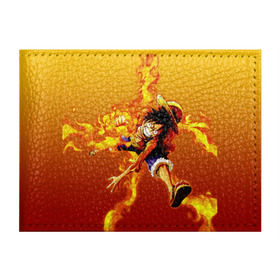 Обложка для студенческого билета с принтом Луффи из One Piece в Кировске, натуральная кожа | Размер: 11*8 см; Печать на всей внешней стороне | Тематика изображения на принте: fire | luffi | огонь
