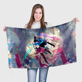 Флаг 3D с принтом Девушка с мечом в Кировске, 100% полиэстер | плотность ткани — 95 г/м2, размер — 67 х 109 см. Принт наносится с одной стороны | 