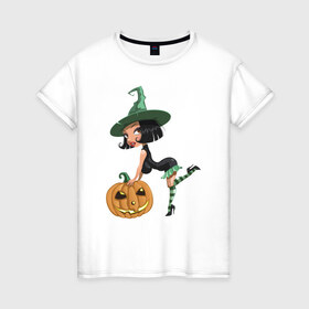 Женская футболка хлопок с принтом Пошалим на Хеллоуин в Кировске, 100% хлопок | прямой крой, круглый вырез горловины, длина до линии бедер, слегка спущенное плечо | 