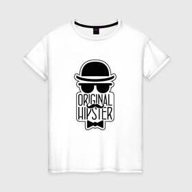 Женская футболка хлопок с принтом Original Hipster в Кировске, 100% хлопок | прямой крой, круглый вырез горловины, длина до линии бедер, слегка спущенное плечо | 