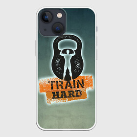 Чехол для iPhone 13 mini с принтом Train hard 2 в Кировске,  |  | bodybuilding | no pain no gain | train hard | бодибилдинг | качалка | пауэрлифинг | тренажерный | фитнес