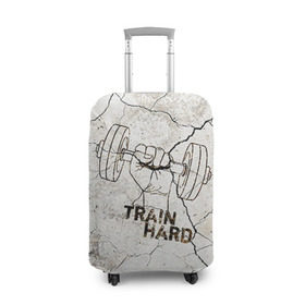 Чехол для чемодана 3D с принтом Train hard 5 в Кировске, 86% полиэфир, 14% спандекс | двустороннее нанесение принта, прорези для ручек и колес | bodybuilding | no pain no gain | train hard | бодибилдинг | качалка | пауэрлифинг | тренажерный | фитнес