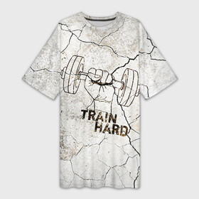 Платье-футболка 3D с принтом Train hard 5 в Кировске,  |  | bodybuilding | no pain no gain | train hard | бодибилдинг | качалка | пауэрлифинг | тренажерный | фитнес