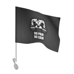 Флаг для автомобиля с принтом No pain no gain 2 в Кировске, 100% полиэстер | Размер: 30*21 см | bodybuilding | no pain no gain | train hard | бодибилдинг | качалка | пауэрлифинг | тренажерный | фитнес
