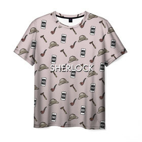 Мужская футболка 3D с принтом Sherlock в Кировске, 100% полиэфир | прямой крой, круглый вырез горловины, длина до линии бедер | holmes | sherlock | холмс | шерлок