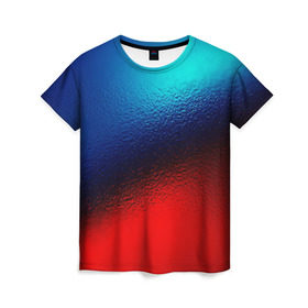 Женская футболка 3D с принтом Цветовой переход красный в Кировске, 100% полиэфир ( синтетическое хлопкоподобное полотно) | прямой крой, круглый вырез горловины, длина до линии бедер | цветовой переход