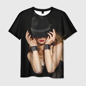 Мужская футболка 3D с принтом Загадочная девушка в Кировске, 100% полиэфир | прямой крой, круглый вырез горловины, длина до линии бедер | 