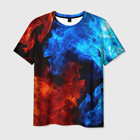 Мужская футболка 3D с принтом Битва огней в Кировске, 100% полиэфир | прямой крой, круглый вырез горловины, длина до линии бедер | огонь