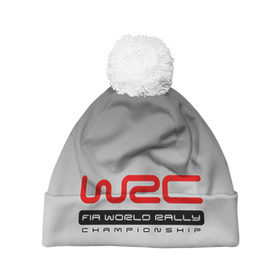 Шапка 3D c помпоном с принтом WRC в Кировске, 100% полиэстер | универсальный размер, печать по всей поверхности изделия | championship | rally | world | wrs