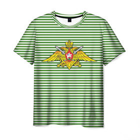 Мужская футболка 3D с принтом Погранвойска в Кировске, 100% полиэфир | прямой крой, круглый вырез горловины, длина до линии бедер | армия | войска | вооруженные силы | пограничные войска | тельник | тельняшка