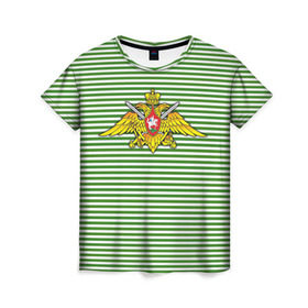 Женская футболка 3D с принтом Погранвойска в Кировске, 100% полиэфир ( синтетическое хлопкоподобное полотно) | прямой крой, круглый вырез горловины, длина до линии бедер | армия | войска | вооруженные силы | пограничные войска | тельник | тельняшка