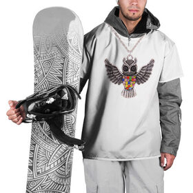 Накидка на куртку 3D с принтом Золотая сова в Кировске, 100% полиэстер |  | крылья | сова