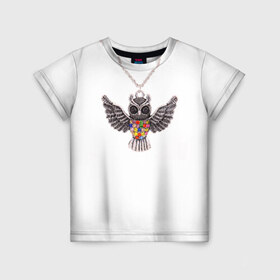 Детская футболка 3D с принтом Золотая сова в Кировске, 100% гипоаллергенный полиэфир | прямой крой, круглый вырез горловины, длина до линии бедер, чуть спущенное плечо, ткань немного тянется | крылья | сова