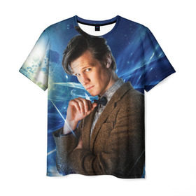 Мужская футболка 3D с принтом 11th Doctor Who в Кировске, 100% полиэфир | прямой крой, круглый вырез горловины, длина до линии бедер | Тематика изображения на принте: doctor who | matt | smith | tardis | временной поток | доктор кто | мэтт | смит | тардис