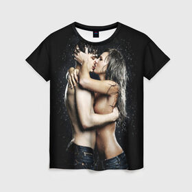 Женская футболка 3D с принтом Чувства в Кировске, 100% полиэфир ( синтетическое хлопкоподобное полотно) | прямой крой, круглый вырез горловины, длина до линии бедер | девушка | любовь | парень | поцелуй | страсть | торс | фото | чувства