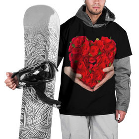 Накидка на куртку 3D с принтом Сердце в руках в Кировске, 100% полиэстер |  | Тематика изображения на принте: 8 марта | любовь | подарок | праздник | розы | руки | сердце