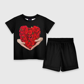 Детский костюм с шортами 3D с принтом Сердце в руках в Кировске,  |  | 8 марта | любовь | подарок | праздник | розы | руки | сердце