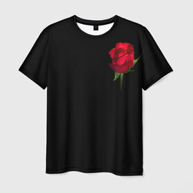 Мужская футболка 3D с принтом Розы за спиной в Кировске, 100% полиэфир | прямой крой, круглый вырез горловины, длина до линии бедер | за спиной | любовь | подарок | роза | розы | сюрприз | цветы | чувства