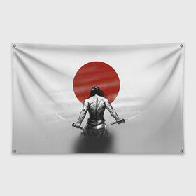 Флаг-баннер с принтом Самурай 1 в Кировске, 100% полиэстер | размер 67 х 109 см, плотность ткани — 95 г/м2; по краям флага есть четыре люверса для крепления | борьба | воин | единоборства | путь воина | самураи | самурай