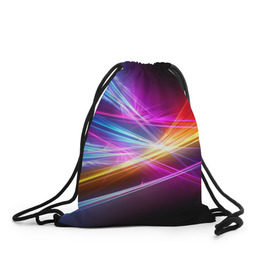 Рюкзак-мешок 3D с принтом Лучи в Кировске, 100% полиэстер | плотность ткани — 200 г/м2, размер — 35 х 45 см; лямки — толстые шнурки, застежка на шнуровке, без карманов и подкладки | кислотный | лучи | обстракция | радуга | свет | спектр | цвет | цвета | яркие