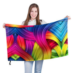 Флаг 3D с принтом Абстракция в Кировске, 100% полиэстер | плотность ткани — 95 г/м2, размер — 67 х 109 см. Принт наносится с одной стороны | кислотный | обстракция | радуга | свет | спектр | цвет | цвета | яркие