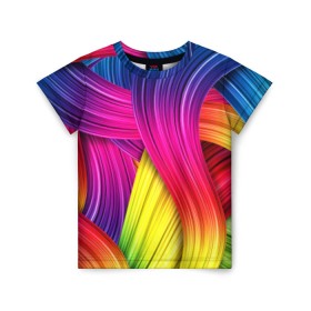 Детская футболка 3D с принтом Абстракция в Кировске, 100% гипоаллергенный полиэфир | прямой крой, круглый вырез горловины, длина до линии бедер, чуть спущенное плечо, ткань немного тянется | кислотный | обстракция | радуга | свет | спектр | цвет | цвета | яркие