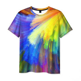 Мужская футболка 3D с принтом Абстракция в Кировске, 100% полиэфир | прямой крой, круглый вырез горловины, длина до линии бедер | кислотный | обстракция | радуга | свет | спектр | цвет | цвета | яркие