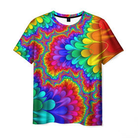Мужская футболка 3D с принтом Узор в Кировске, 100% полиэфир | прямой крой, круглый вырез горловины, длина до линии бедер | кислотный | обстракция | радуга | свет | спектр | узор | цвет | цвета | яркие