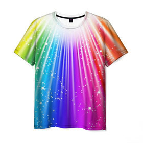 Мужская футболка 3D с принтом Солнце в Кировске, 100% полиэфир | прямой крой, круглый вырез горловины, длина до линии бедер | обстракция | радуга | свет | солнце | спектр | цвет | цвета | яркие