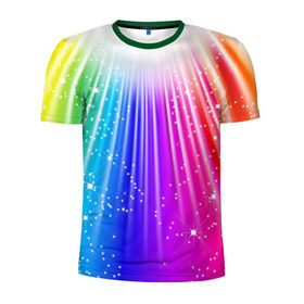 Мужская футболка 3D спортивная с принтом Солнце в Кировске, 100% полиэстер с улучшенными характеристиками | приталенный силуэт, круглая горловина, широкие плечи, сужается к линии бедра | обстракция | радуга | свет | солнце | спектр | цвет | цвета | яркие