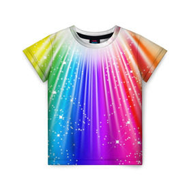 Детская футболка 3D с принтом Солнце в Кировске, 100% гипоаллергенный полиэфир | прямой крой, круглый вырез горловины, длина до линии бедер, чуть спущенное плечо, ткань немного тянется | обстракция | радуга | свет | солнце | спектр | цвет | цвета | яркие